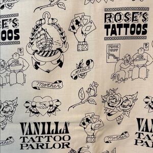Vanilla Tattoo Parlor Graphic Fabric roses tattoos poker ink art design